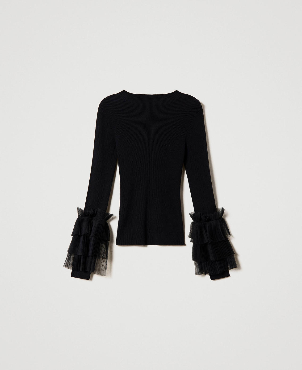 Pull ajusté avec tulle plissé