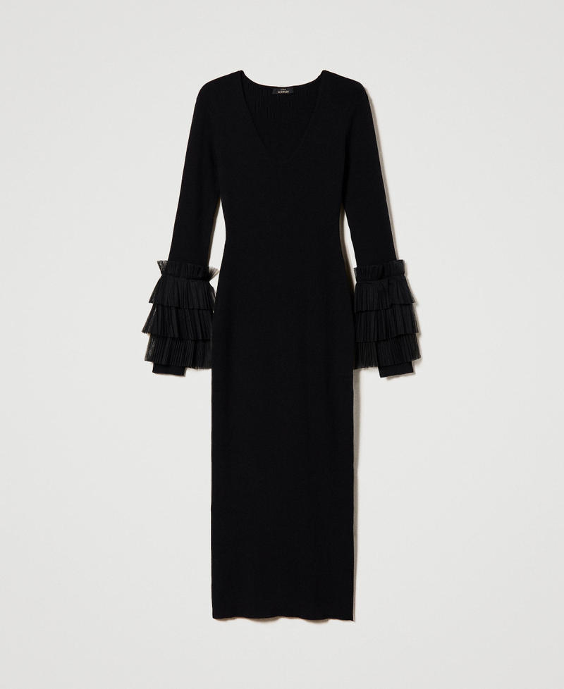 Long dress with pleated tulle