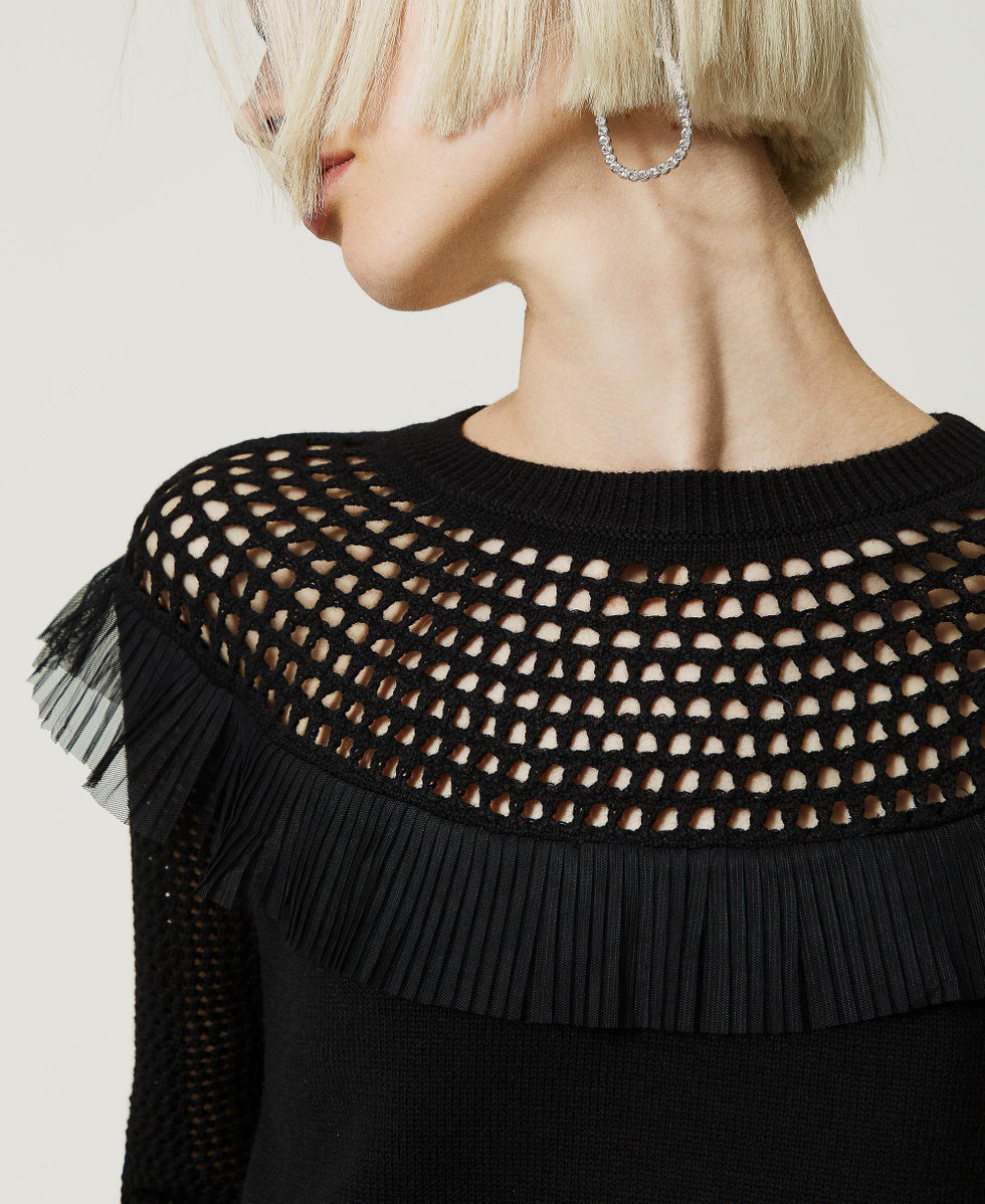 Pullover aus Wollmischung mit T&uuml;ll