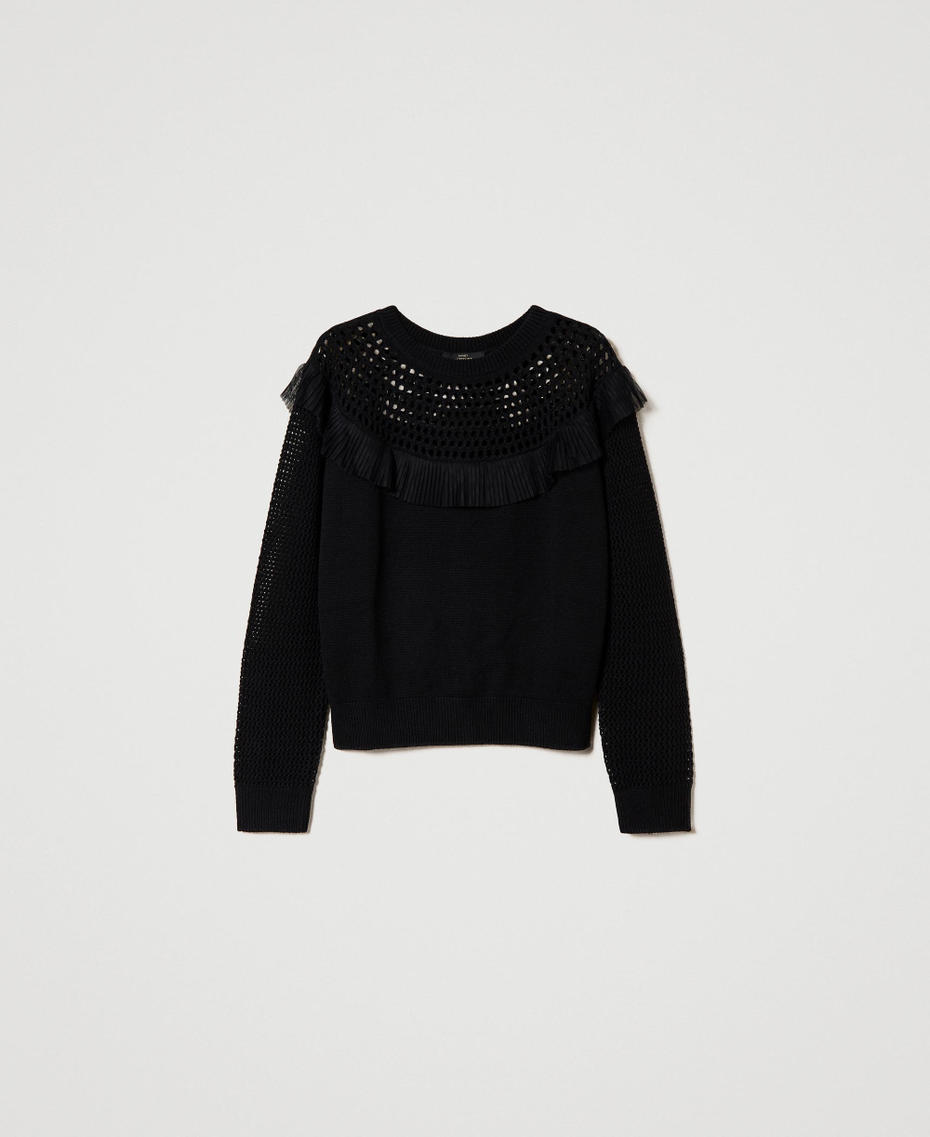 Wool blend jumper with tulle