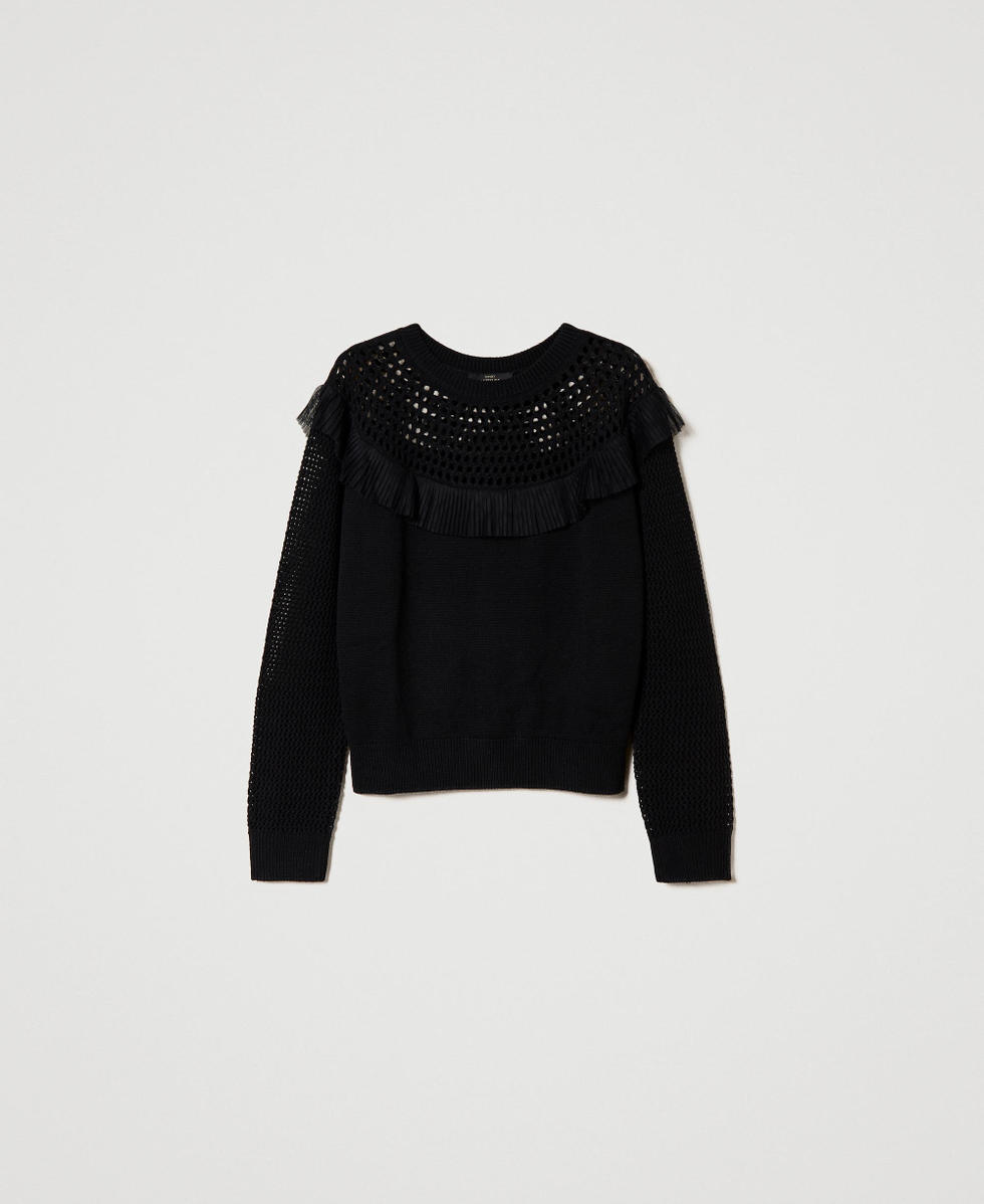 Pullover aus Wollmischung mit T&uuml;ll