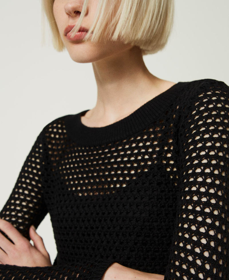 Long mesh knit wool blend dress Black Woman 232AP3155-05