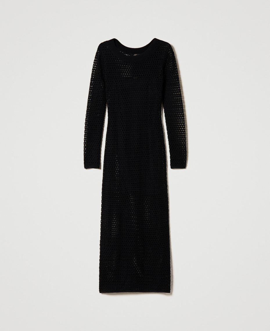 Long mesh knit wool blend dress Black Woman 232AP3155-0S