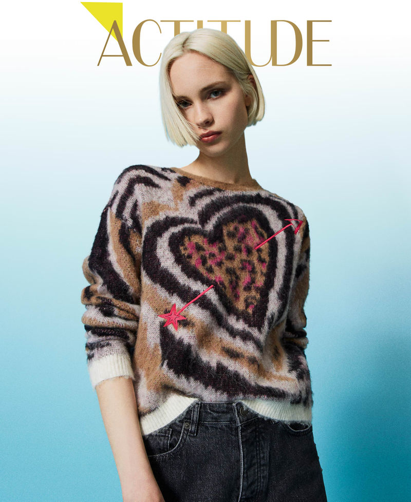 Maxi pull jacquard en mohair mélangé