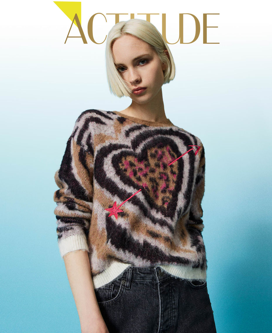Maxi pull jacquard en mohair mélangé