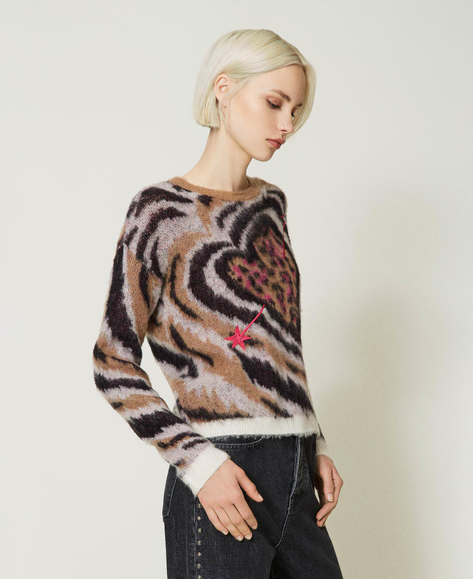 Maxi pull jacquard en mohair mélangé