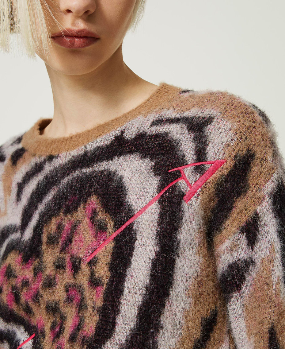 Maxi pull jacquard en mohair mélangé