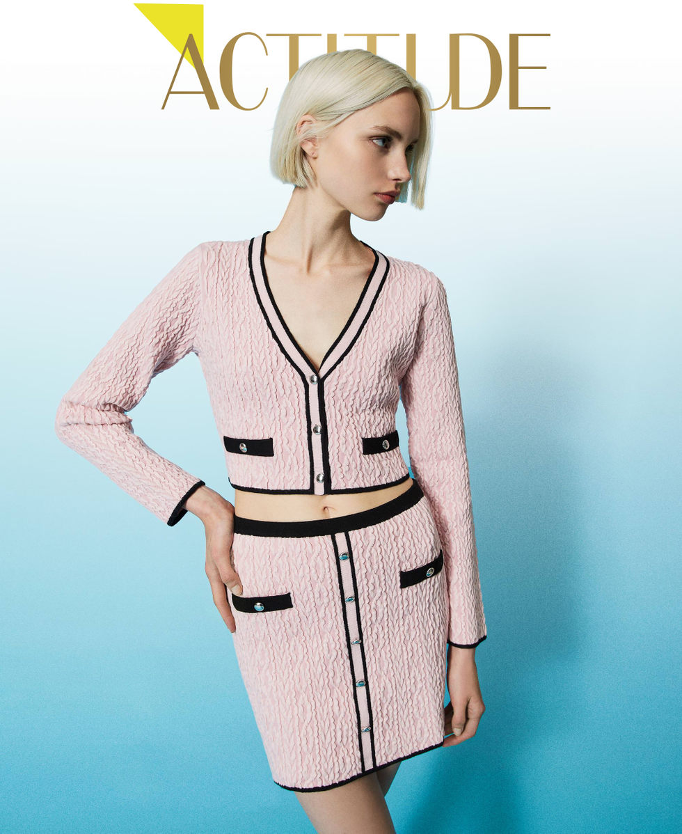 Giacca boxy jacquard con trecce