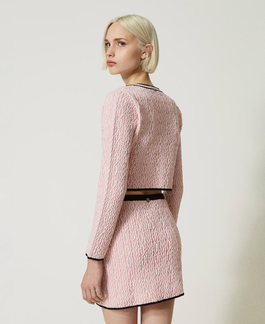 Blouson boxy jacquard avec torsades