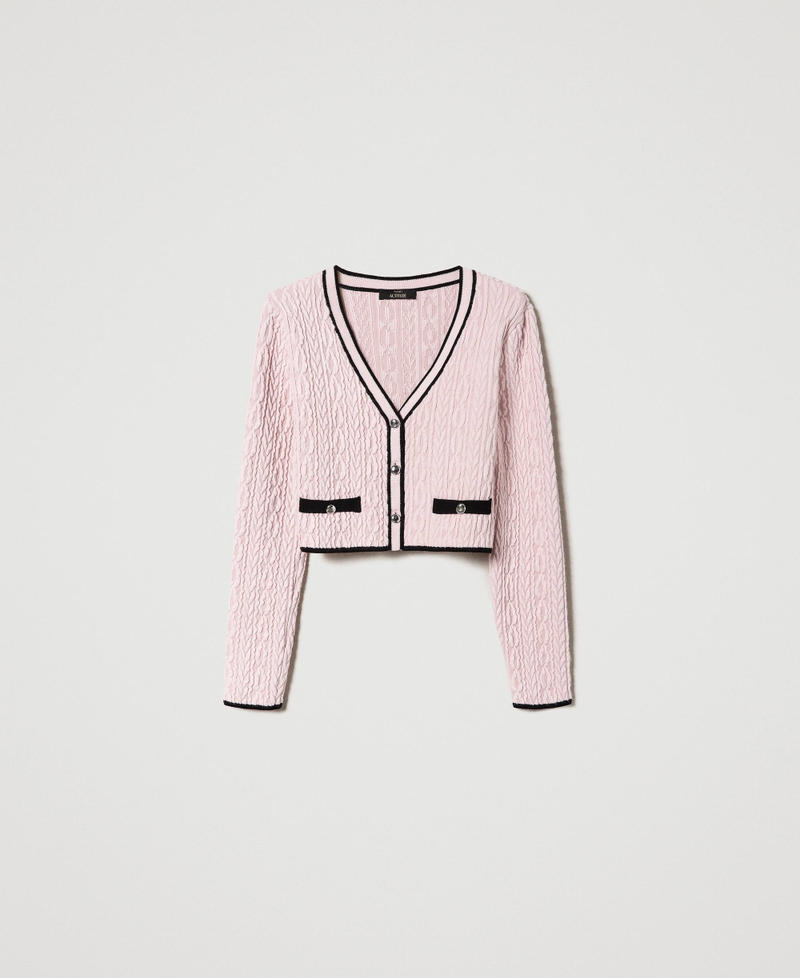 Boxy jacquard jacket with cable knit