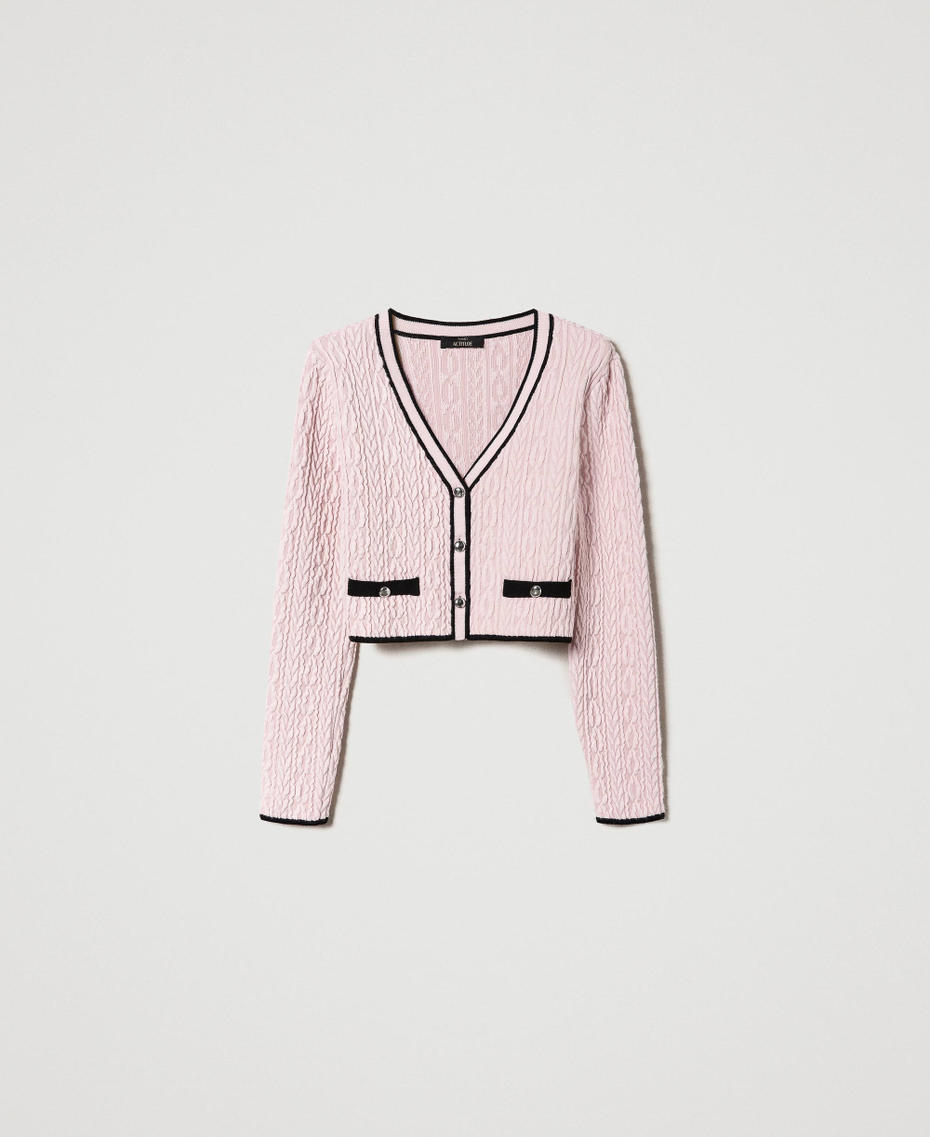 Boxy jacquard jacket with cable knit