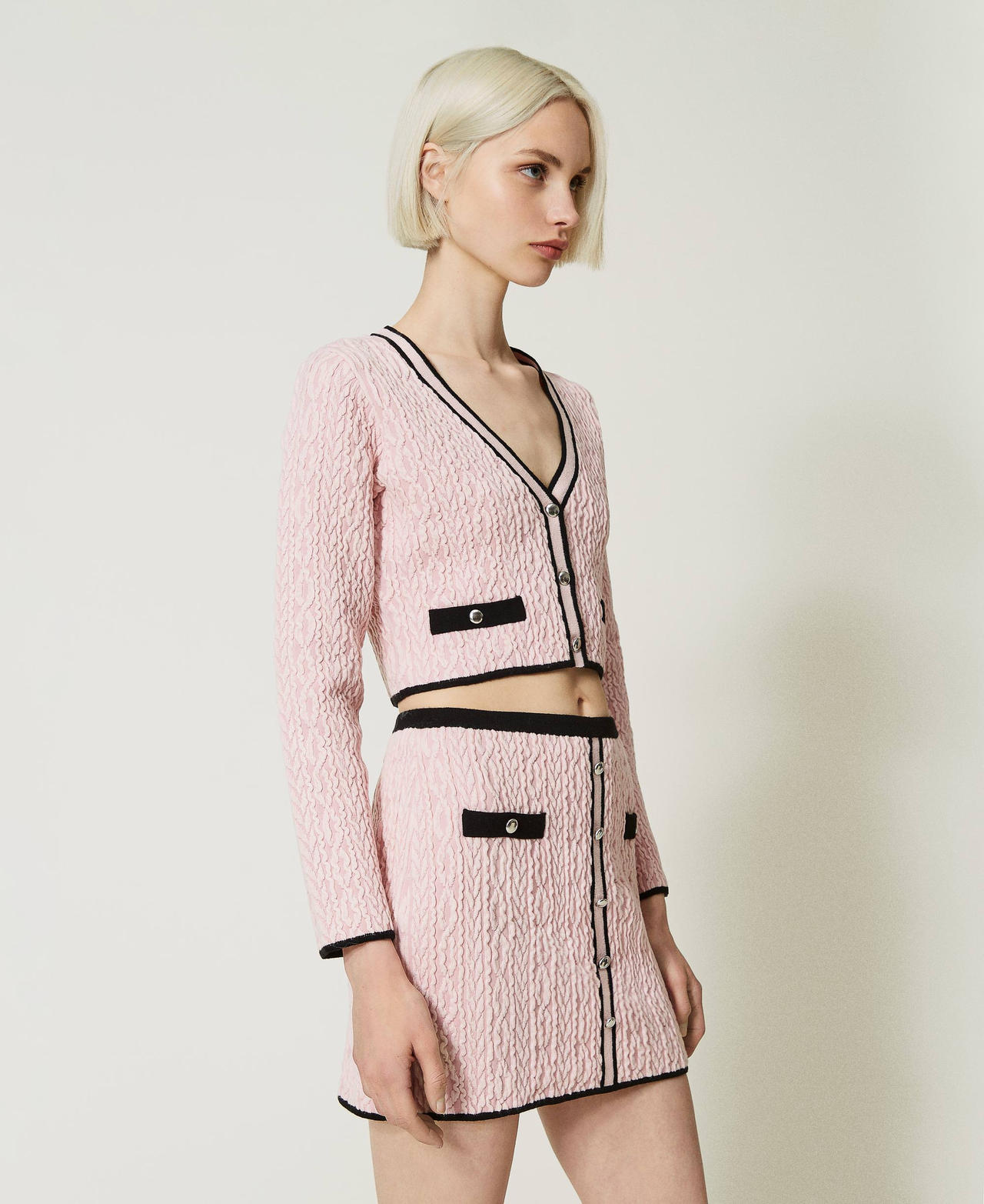 Minigonna jacquard con trecce