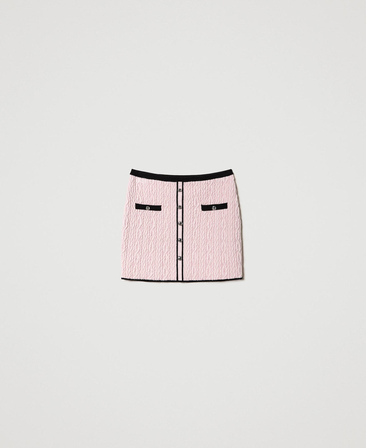 Jacquard miniskirt with cable knit
