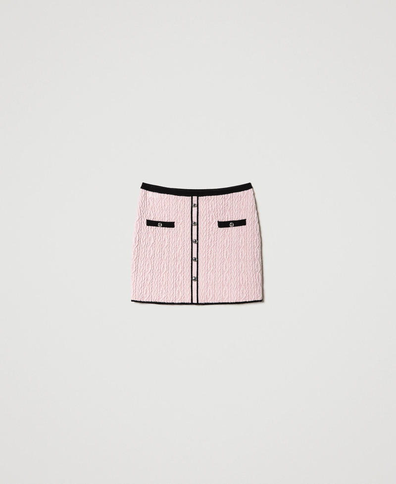 Jacquard miniskirt with cable knit