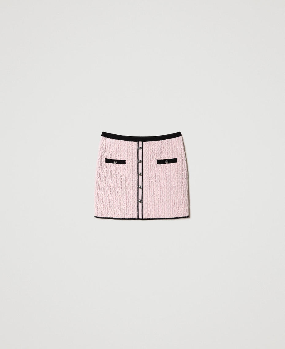 Mini-jupe jacquard avec torsades Bicolore Rose Shadow/Noir Femme 232AP3281-0S
