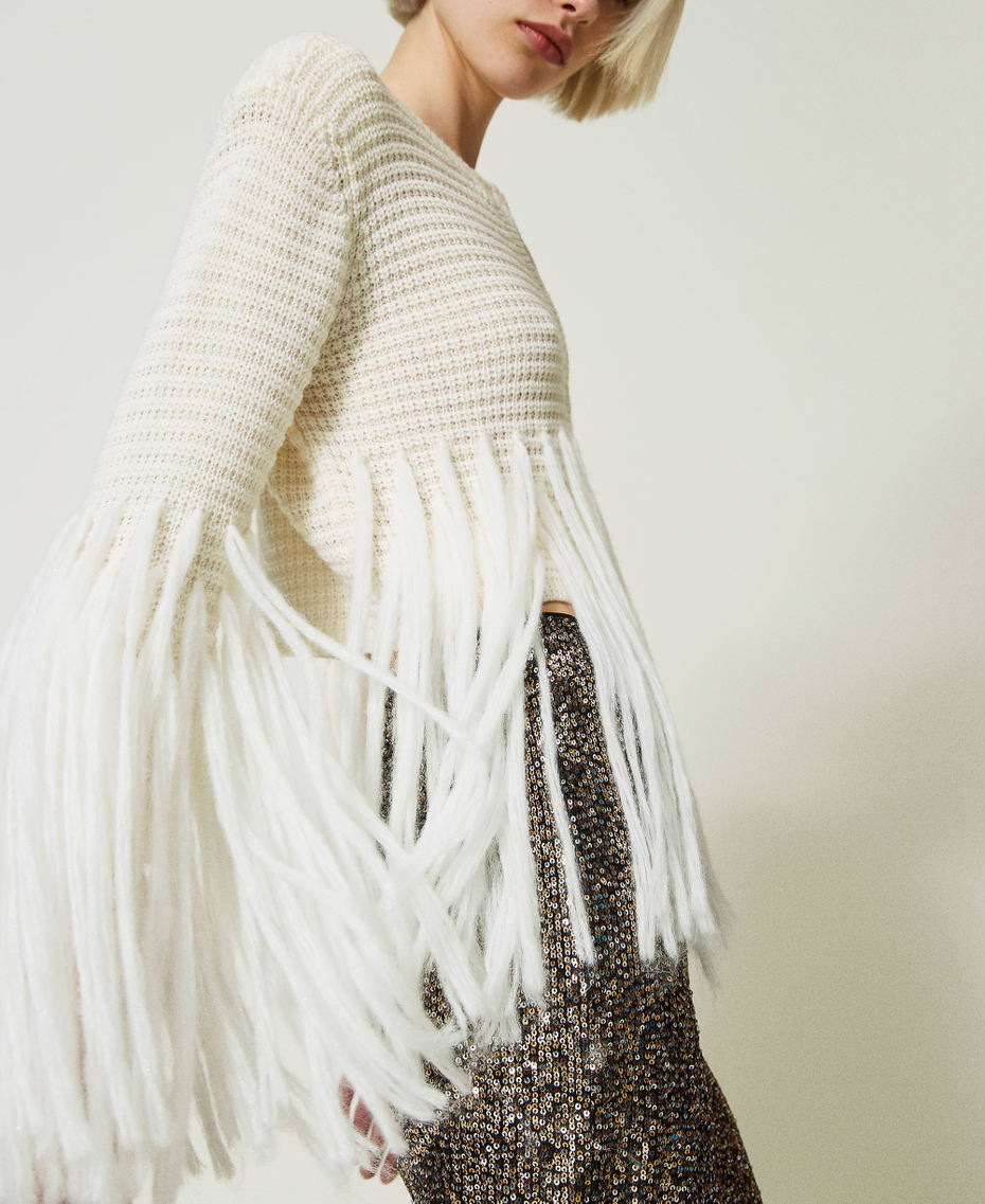Blouson en laine mélangée avec franges