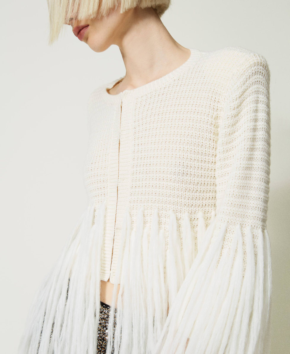 Wool blend jacket with fringes