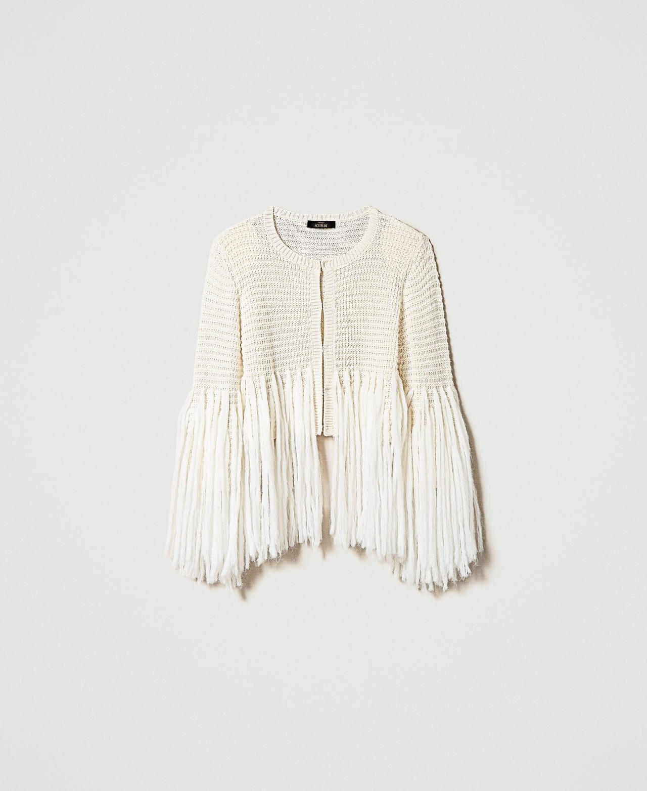 Blouson en laine mélangée avec franges