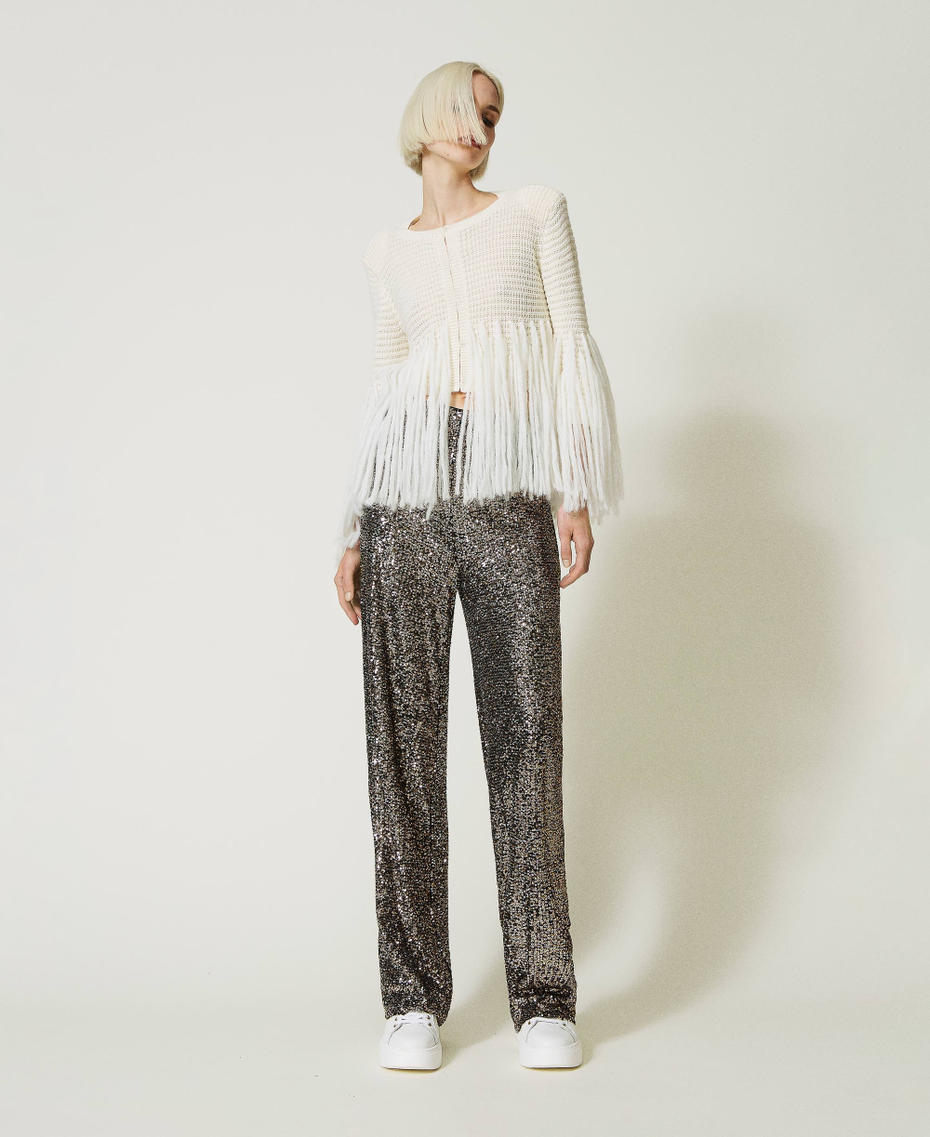 Blouson en laine mélangée avec franges