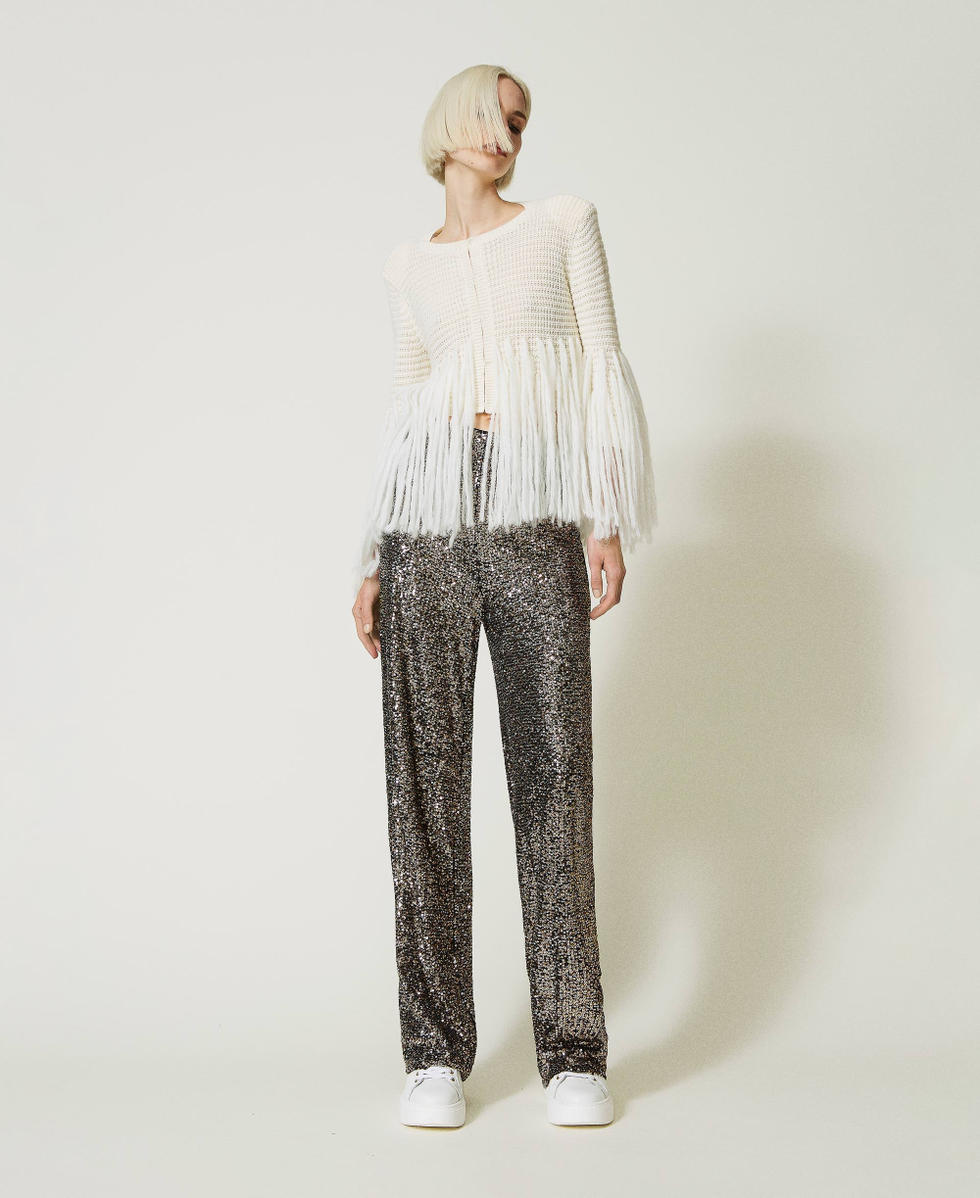 Wool blend jacket with fringes