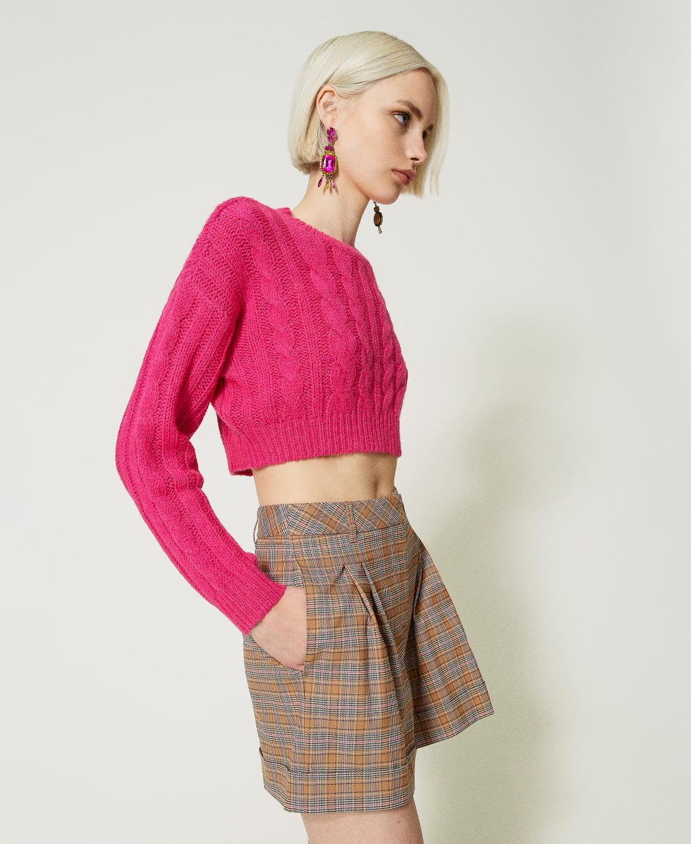 Pull cropped en laine et alpaga Femme Fuchsia TWINSET Milano