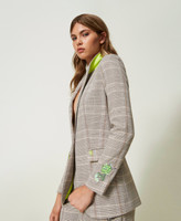 Glen plaid MYFO blazer with embroideries Woman, Beige