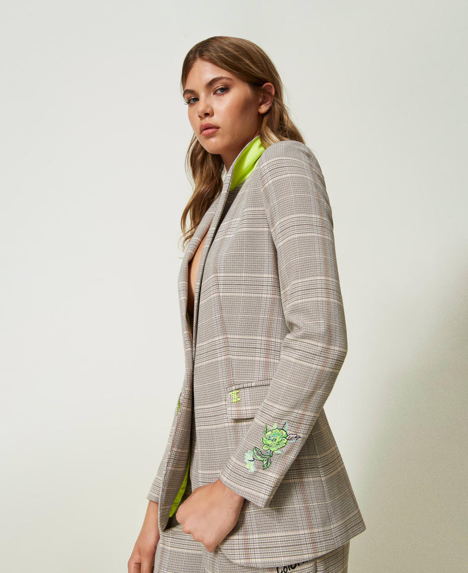 Glen plaid MYFO blazer with embroideries