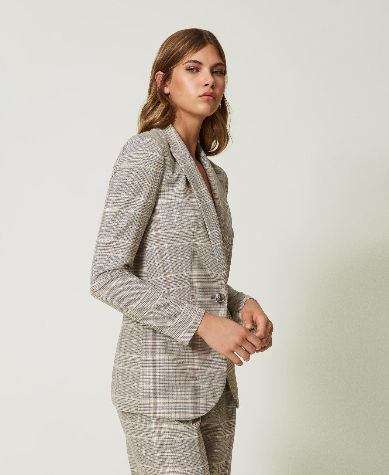 Glen plaid blazer womens top