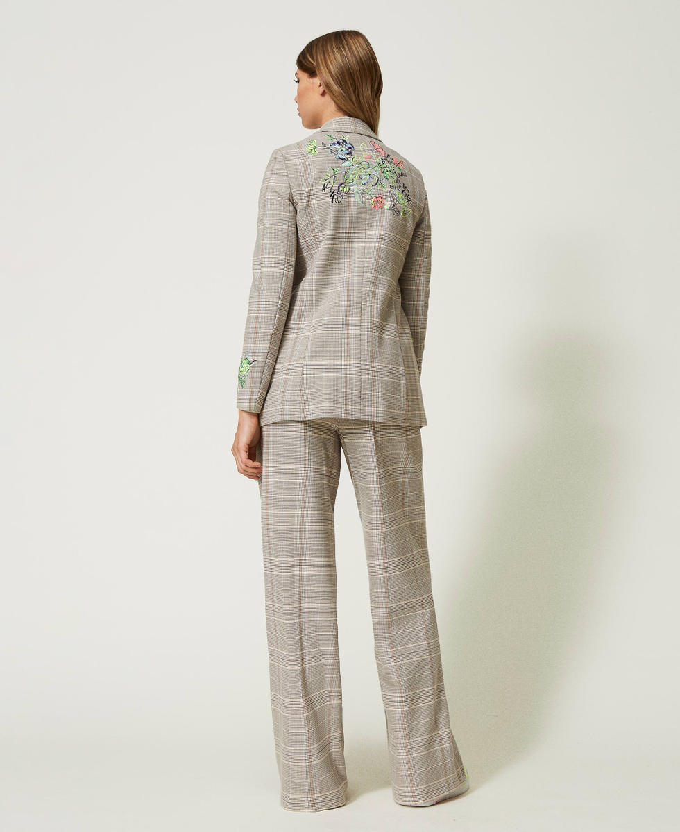 Glen plaid MYFO blazer with embroideries