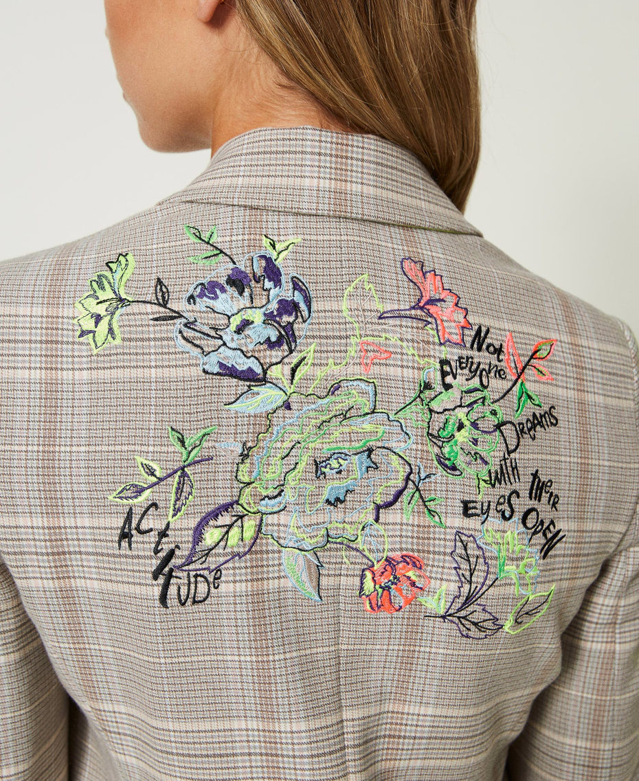 Glen plaid MYFO blazer with embroideries