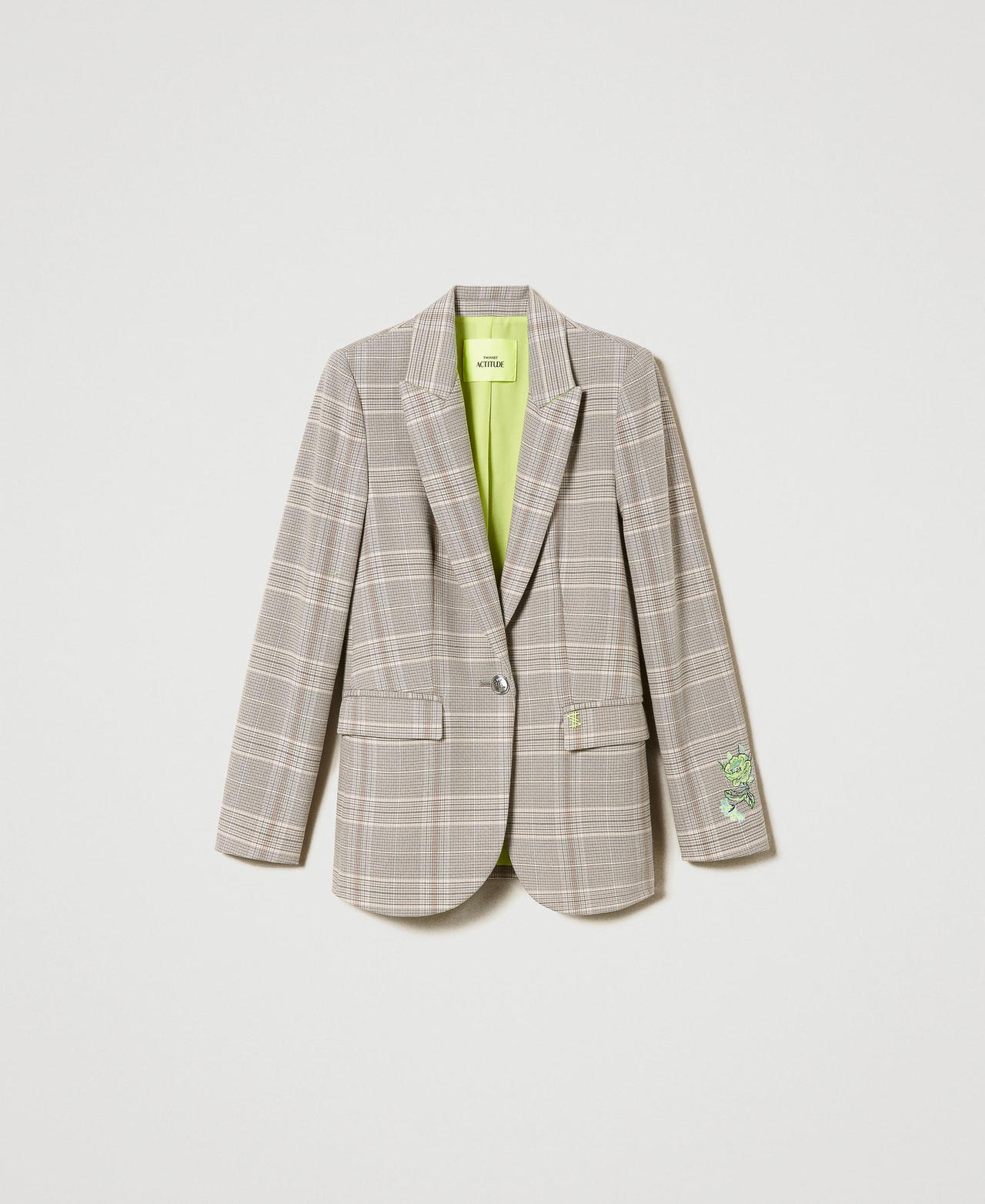 Glen plaid MYFO blazer with embroideries