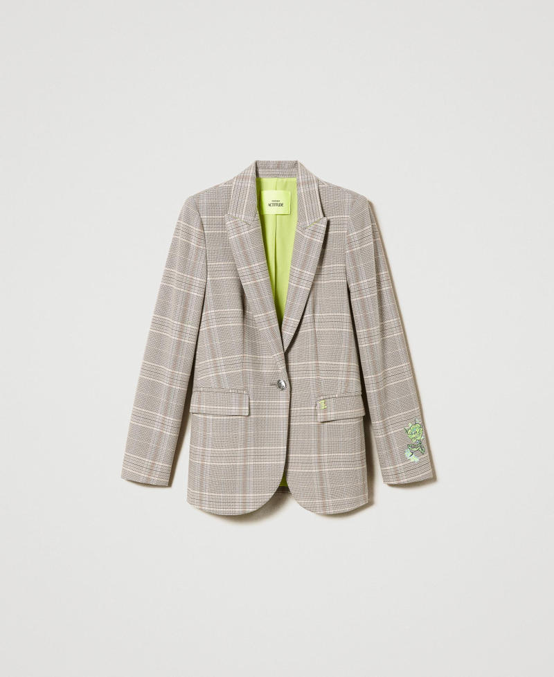 Glen plaid MYFO blazer with embroideries