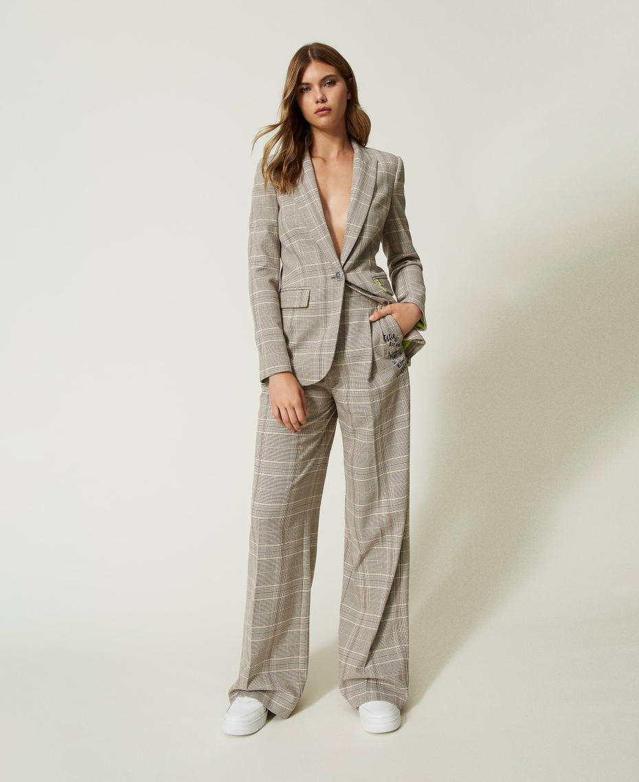 Glen plaid MYFO trousers with embroideries Myfo Check Woman 232AQ2042-01