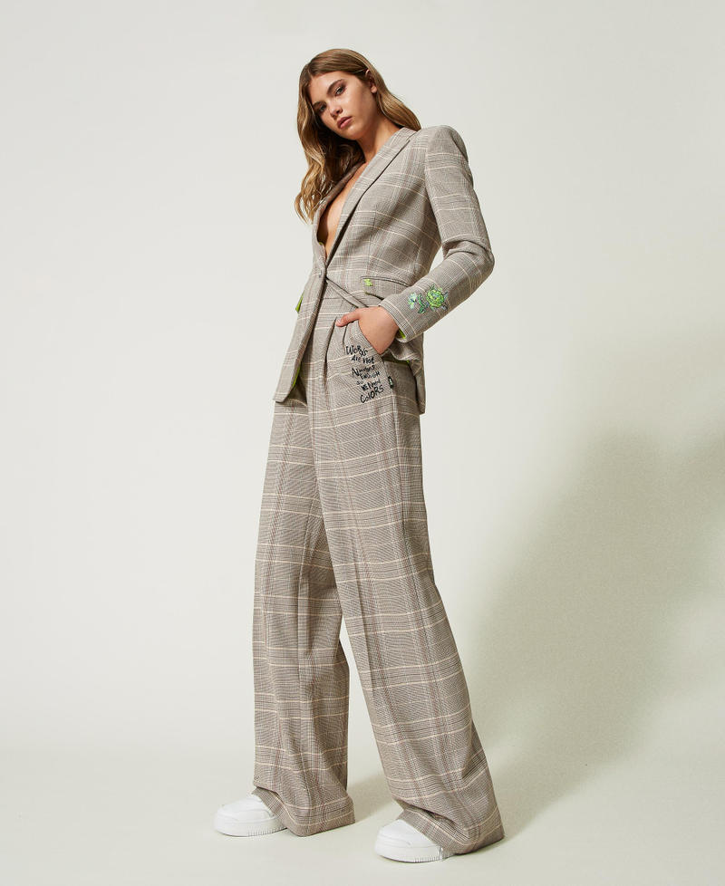 Glen plaid MYFO trousers with embroideries Myfo Check Woman 232AQ2042-02