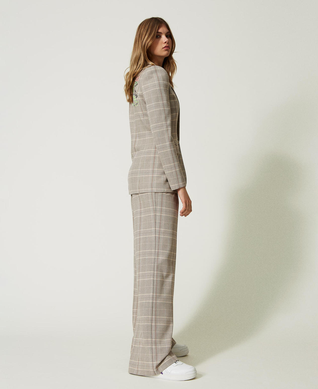 Glen plaid MYFO trousers with embroideries Myfo Check Woman 232AQ2042-03