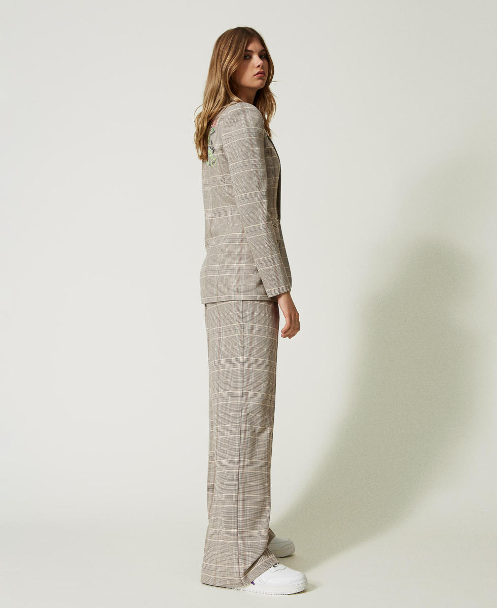 Glen plaid MYFO trousers with embroideries Woman Beige TWINSET Milano