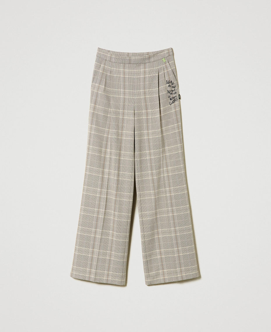 Glen plaid MYFO trousers with embroideries Myfo Check Woman 232AQ2042-0S