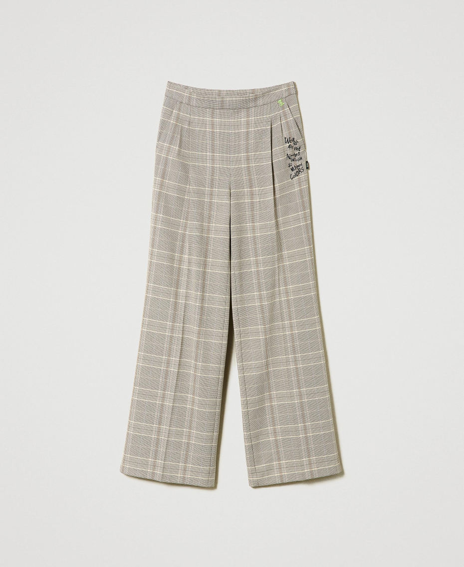 Glen plaid MYFO trousers with embroideries