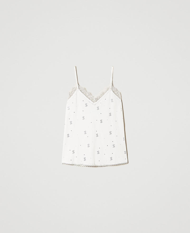 Top MYFO avec dentelle et strass all-over