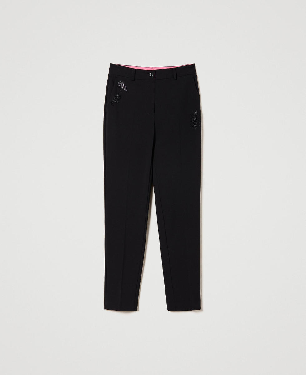 Pantaloni a sigaretta MYFO con strass Donna Nero TWINSET Milano