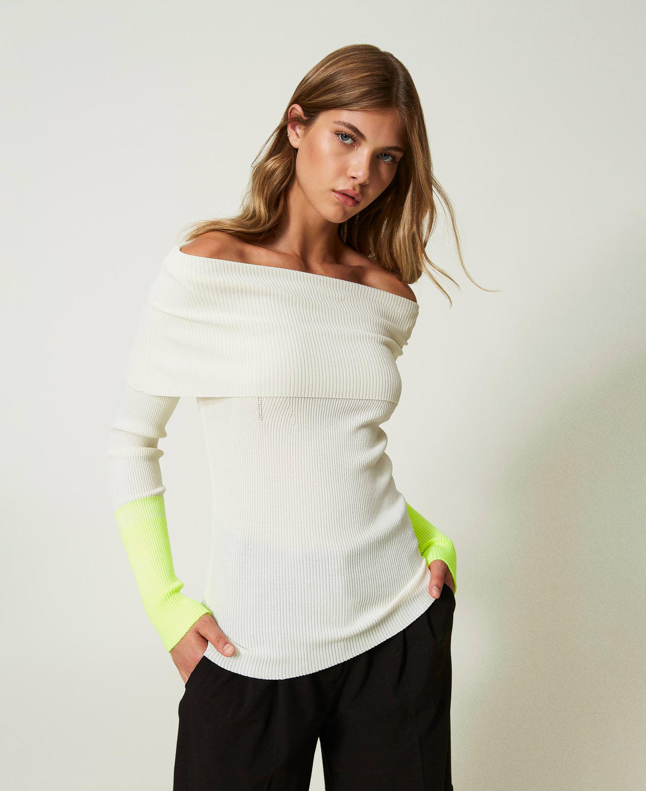 Fitted MYFO jumper with neon coloured details