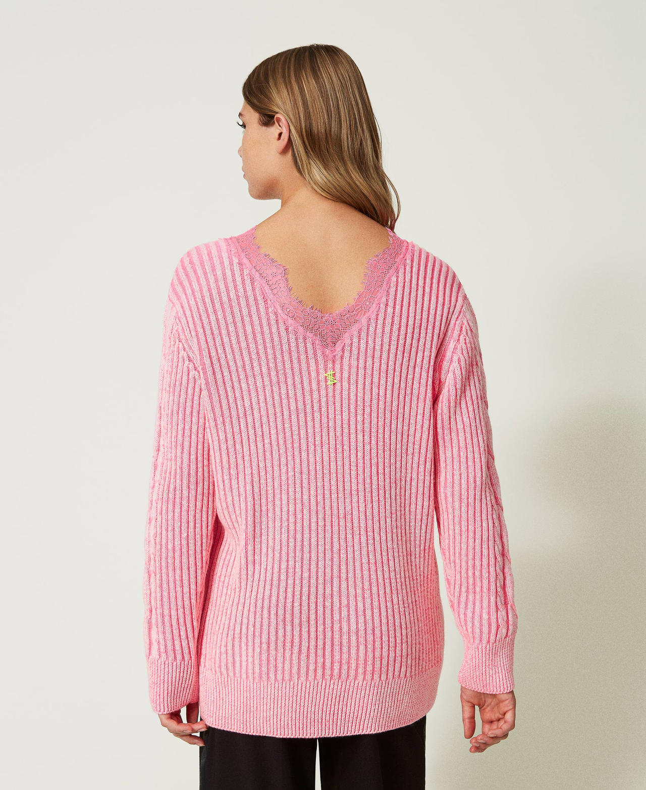 Maxi pull MYFO torsad&eacute; avec dentelle