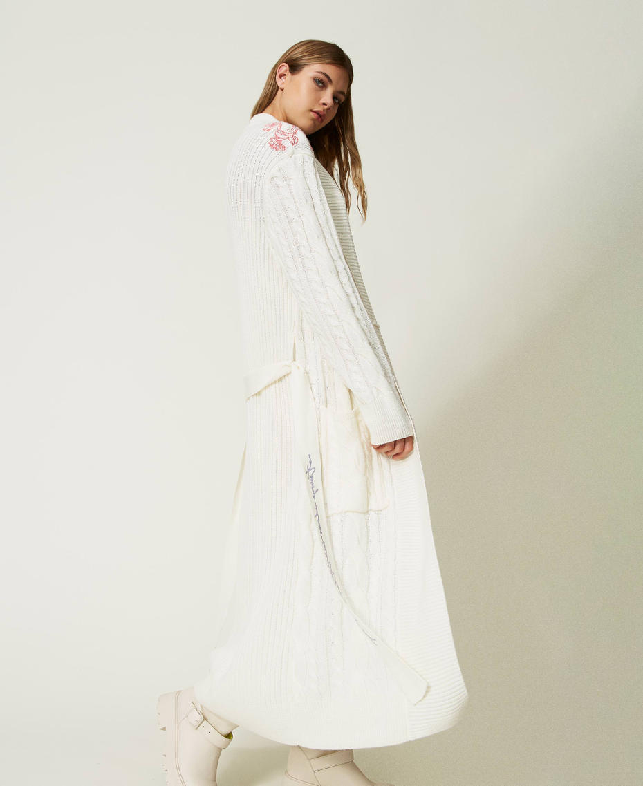 MYFO maxi cardigan with cable knit work and embroidery