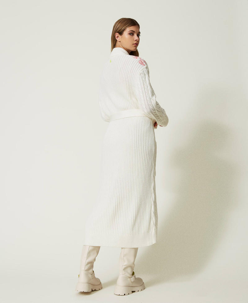 MYFO maxi cardigan with cable knit work and embroidery