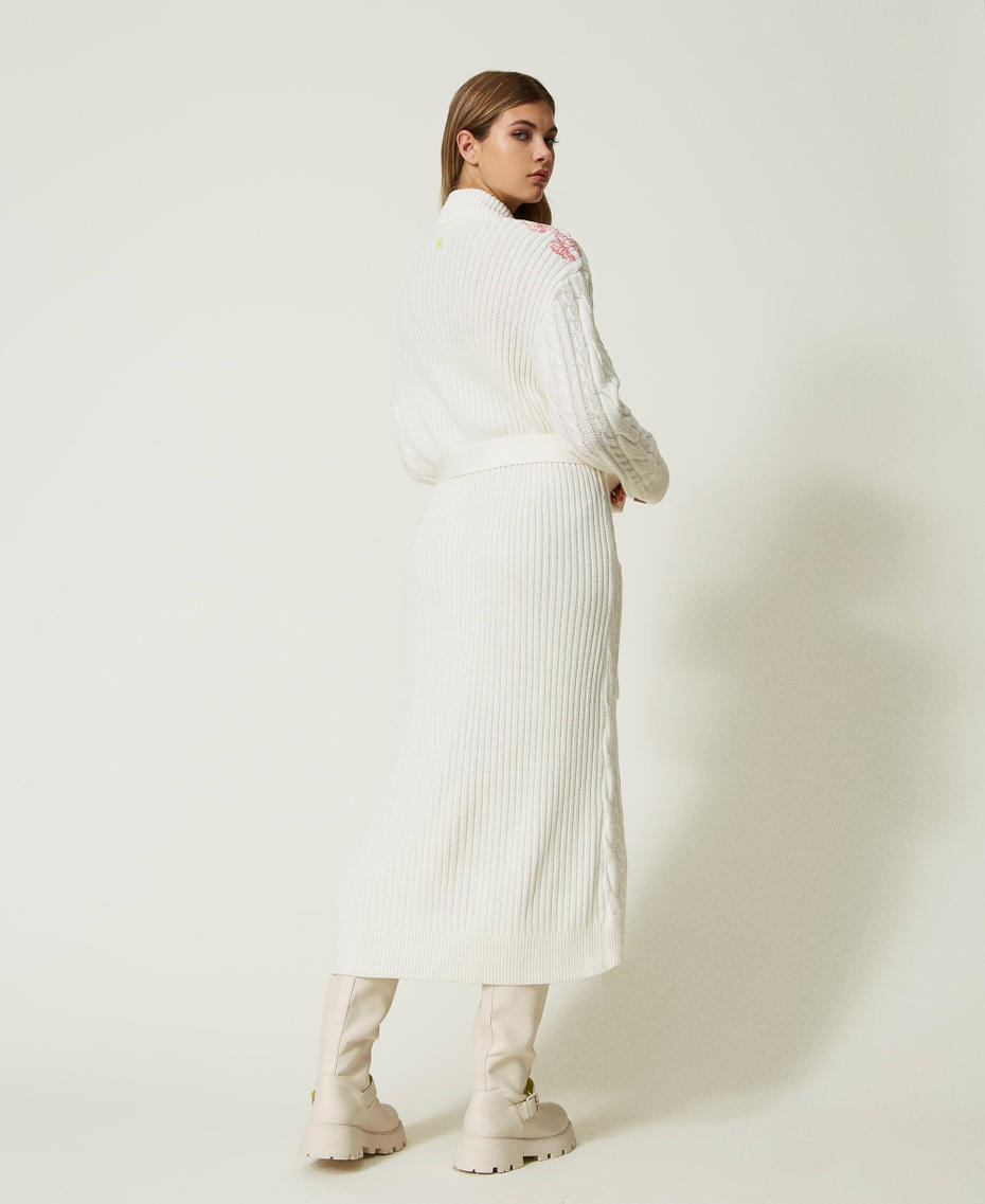 MYFO maxi cardigan with cable knit work and embroidery