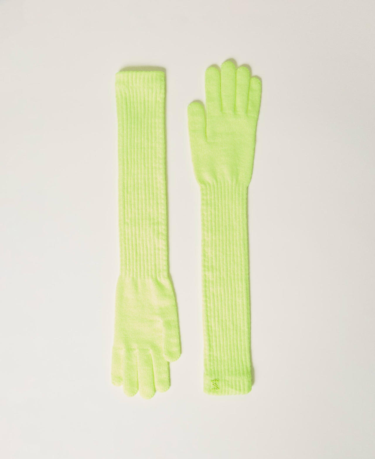 Gants MYFO en maille c&ocirc;tel&eacute;e Jaune Fluo Femme 232AQ4610_00106_01