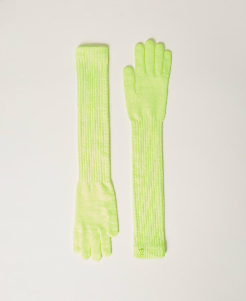 Ribbed knit MYFO gloves Fluorescent Yellow Woman 232AQ4610-01