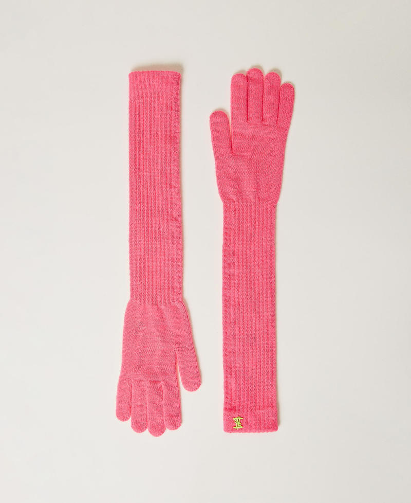 MYFO Handschuhe aus Rippenstrick Fluoreszierendes Rosa Frau 232AQ4610_00341_01