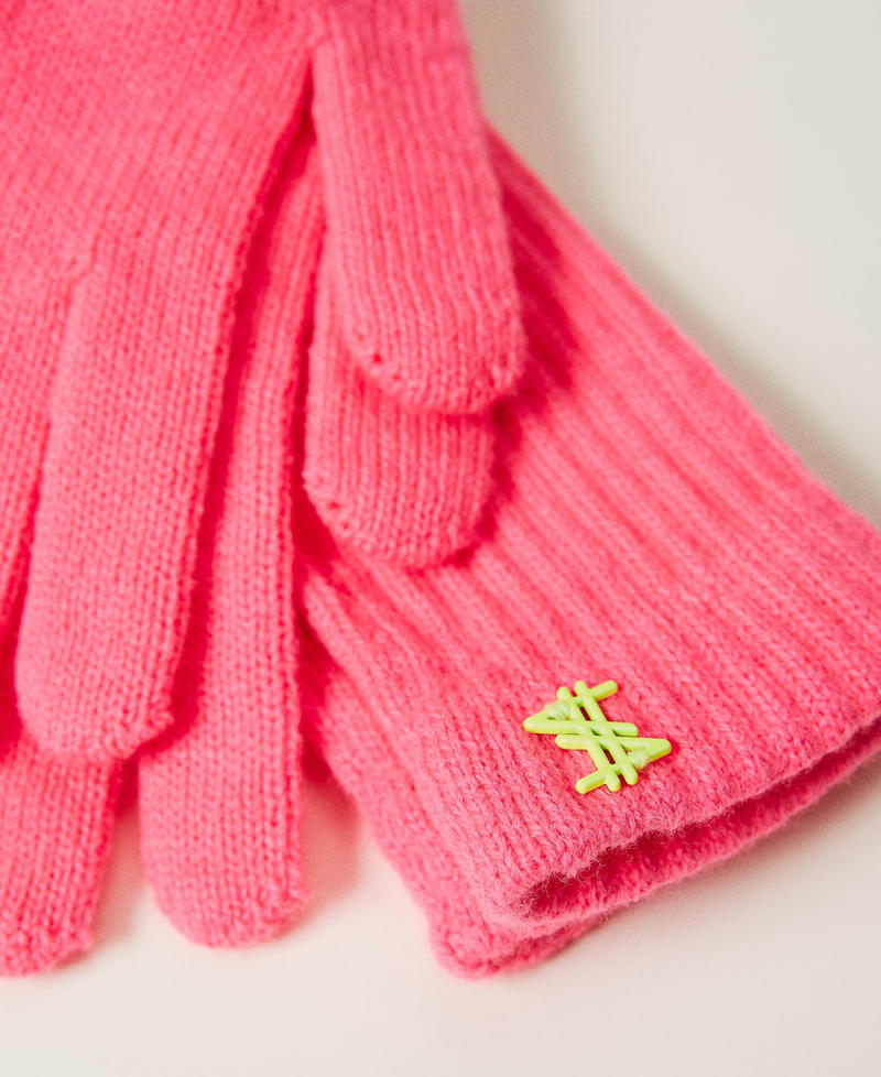MYFO Handschuhe aus Rippenstrick Fluoreszierendes Rosa Frau 232AQ4610_00341_02
