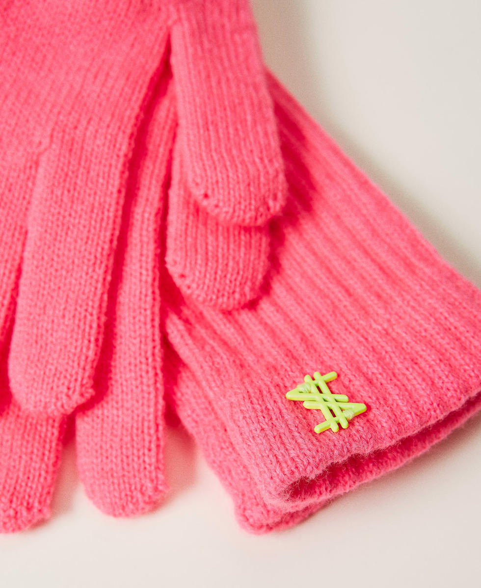 Gants MYFO en maille c&ocirc;tel&eacute;e Rose Fluo Femme 232AQ4610_00341_02